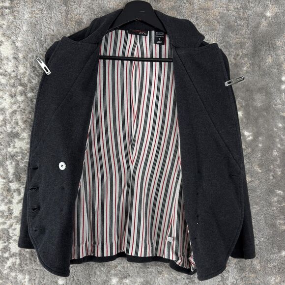 New York Co Size S Comfort Zone Stretch Cotton Blend Jacket Gray Button Notched - Picture 3 of 8